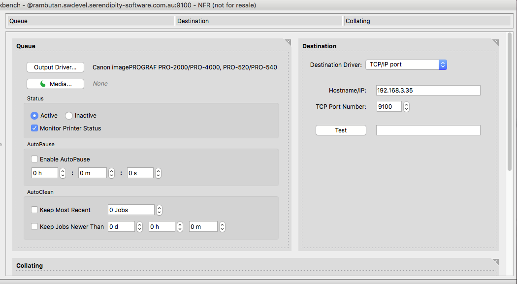 Output configuration settings for the Canon PRO-2000 / PRO-4000