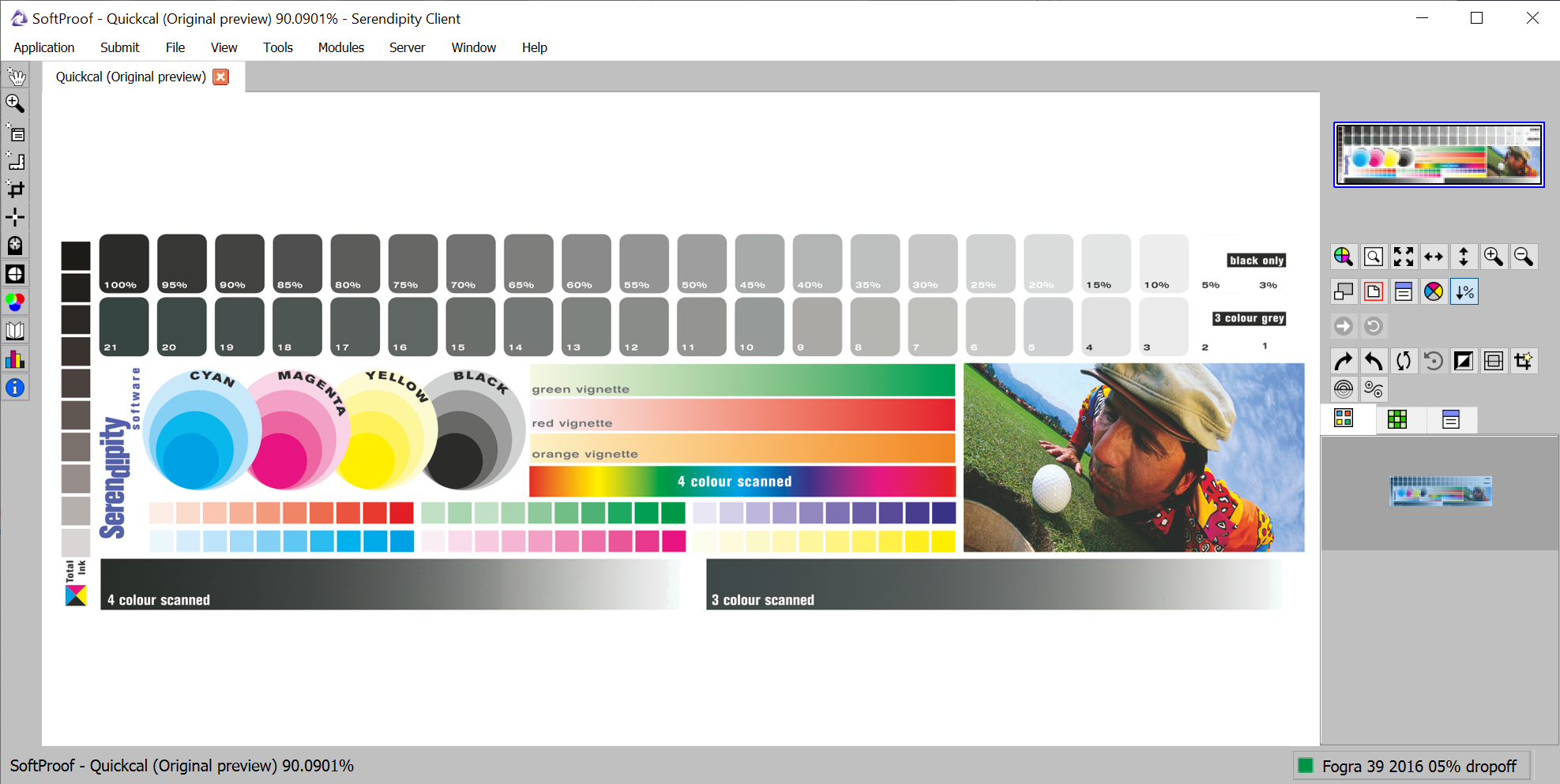 QuickCal viewed with a 5% Minimum Dot Simulation active, in Clear Mode.