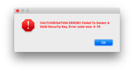 DongleMacOSSecurity 4 16 error