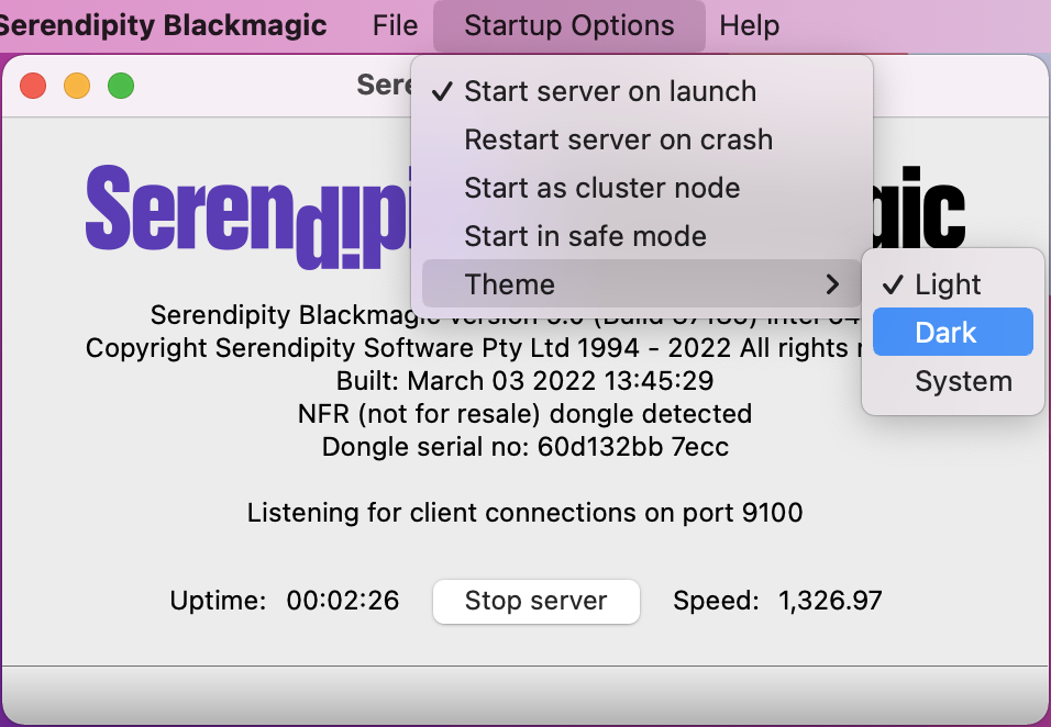 DarkTheme ServerStartupOptions