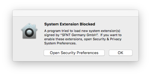 DongleMacOSSecurity Ext Blocked