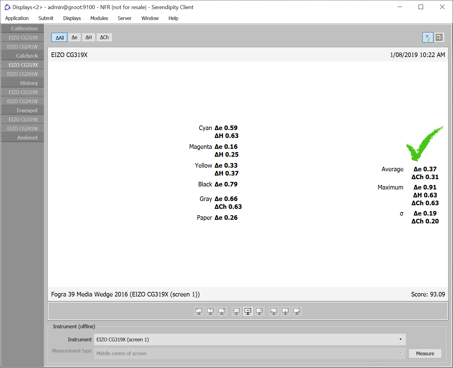 MonitorCalibration Eizo319X calcheck summary