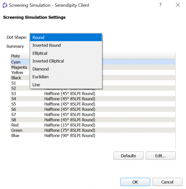 ScreenSimulation Settings DotShape 640x650