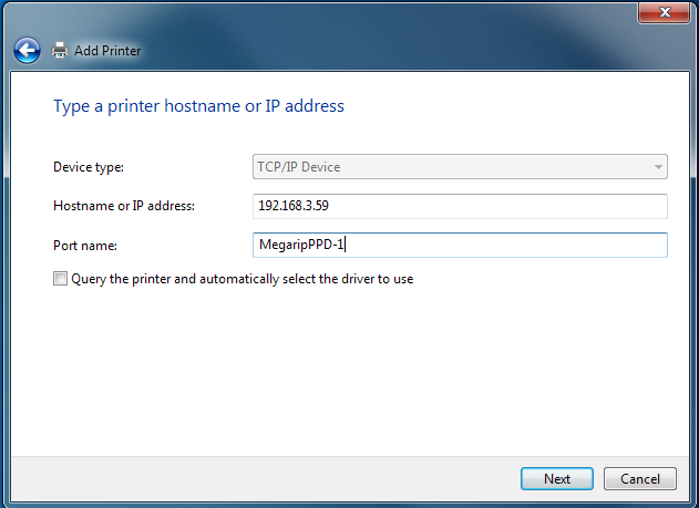 Printer tcp port name