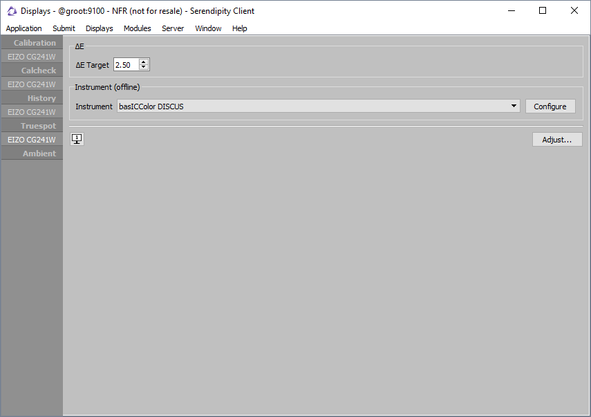 Displays Truespot pre adjustment