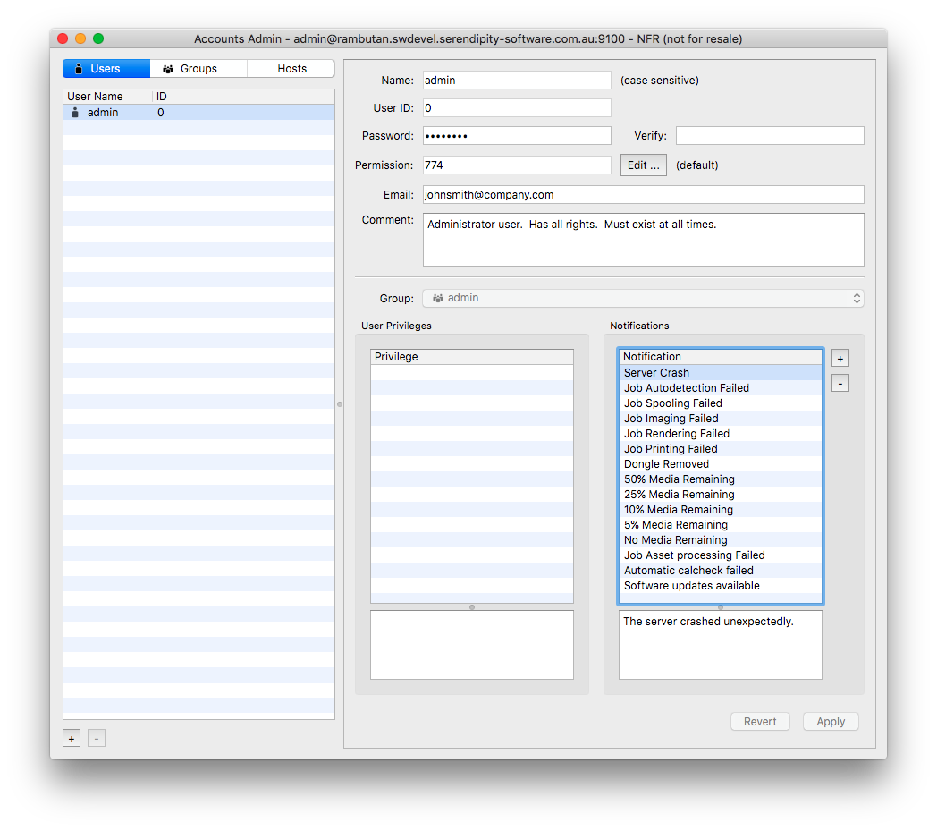 EmailNotification UserConfigured