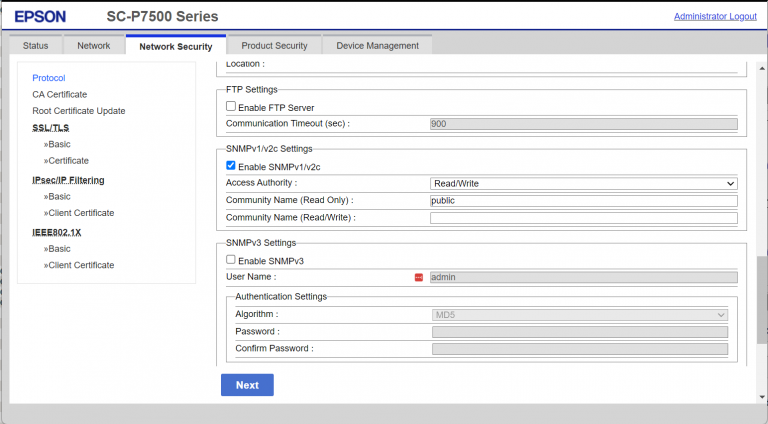 InkStatus SNMPv1v2c active 768x424