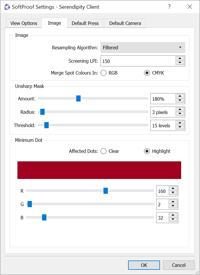 MinimumDot SoftProofSettings highlight