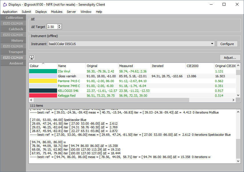 Displays Truespot post adjustment