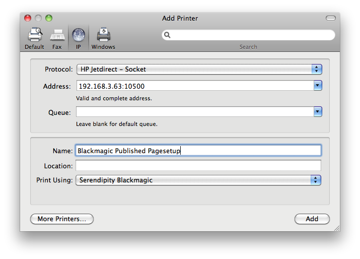BM printer config