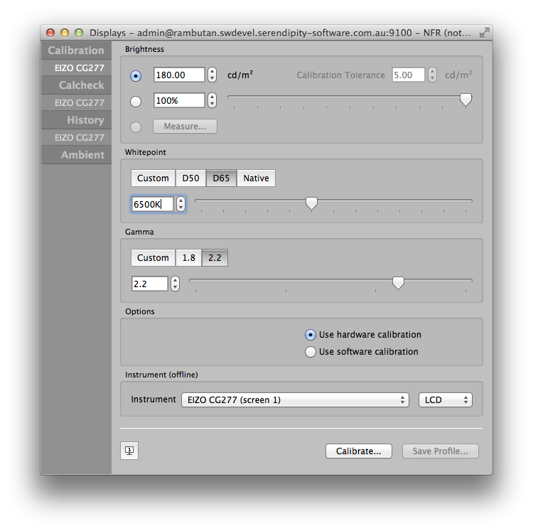 EizoCG277 Calibration settings