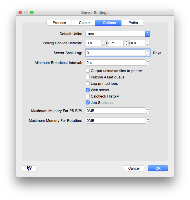 JobStatistics ServerSettings
