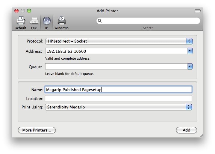 MR printer config