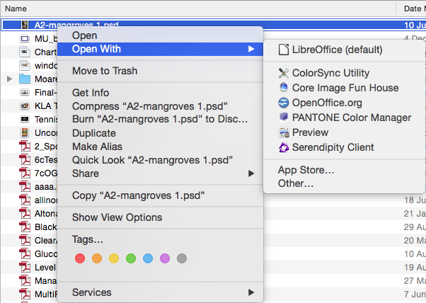 Submit MacOSX OpenWith