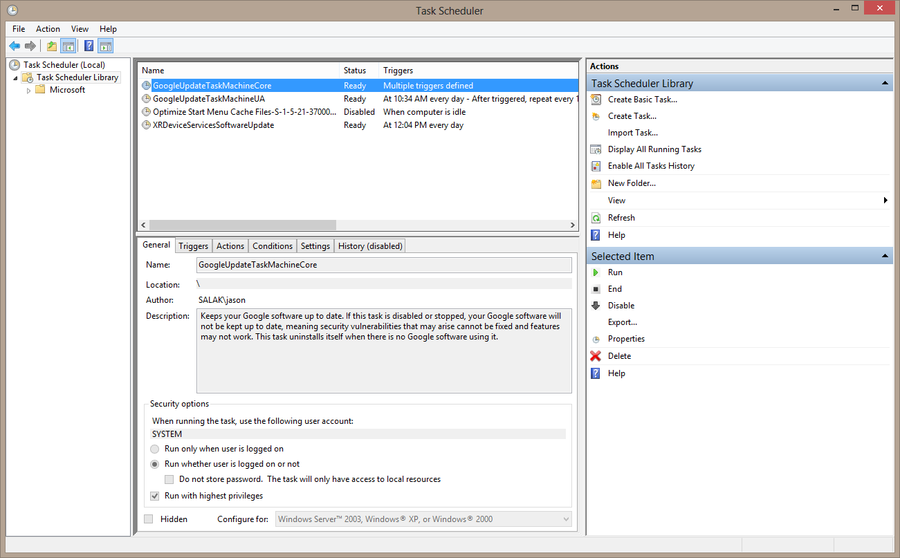 Service task scheduler