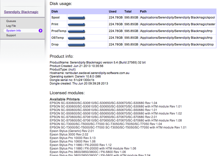 Webserver system info