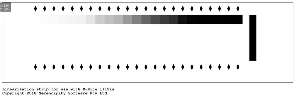 Printed RGB Linearisation chart